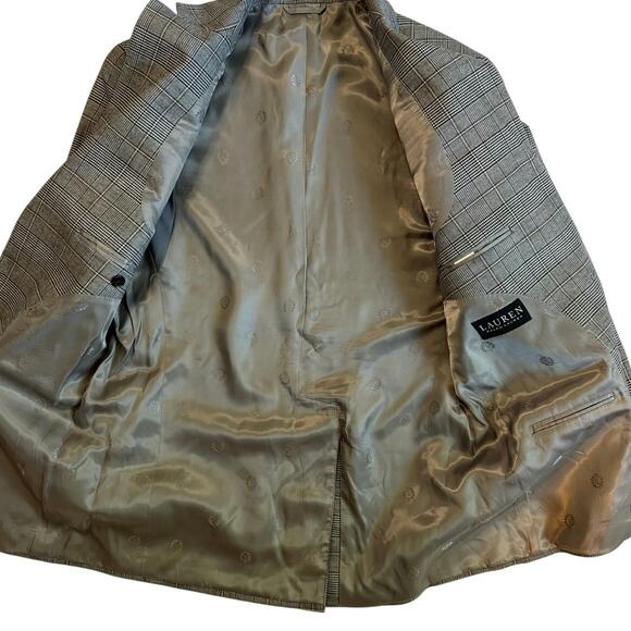 Lauren Ralph Lauren Grey Blazer Men’s 38R Plaid Grey with hint of Gold - Picture 4 of 13